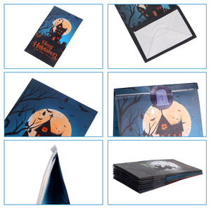 Bolsas de Papel Kraft con Recubrimiento UV para Halloween, Bolsas Rectangulares Autoarmables con Asa, Impresas en Cuatro Colores, Bolsas para Dulces con Pegatinas, Truco o Trato - Product Image 6