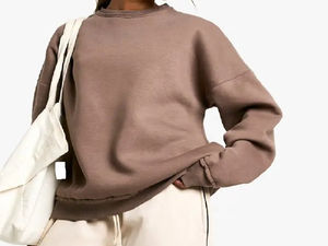 Crewneck Sweat <b>Shirt</b> Casual Solid Knitted Printed 100%Cotton Heavyweight Vintage Oversize Long Sleeves Stylish Sweatshirt - Product Image 6