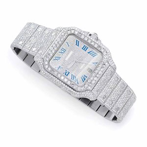 Montre à quartz Moissanite Fashion Iced Out avec fonction date et bracelet en acier inoxydable - Product Image 3