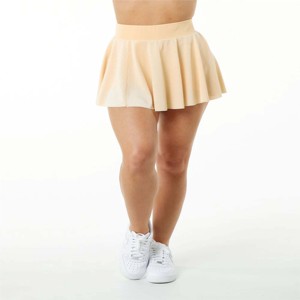 100% Polyester Jersey Knit Womens Compression Lined Mesh High Waisted Tan Breathable <b>Skirt</b> with Compression Lined Short - Product Image 1