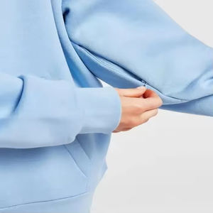 Nouveaux sweats à capuche bleus avec cordon, tricot en coton, épaules tombantes, pulls à capuche OEM, qualité supérieure, sweats à capuche pour femmes grandes tailles - Product Image 6