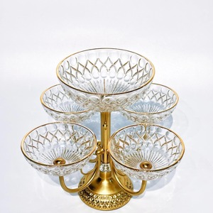 Cuenco decorativo de diseñador de lujo con soporte de Metal elegante bandeja de centro de mesa para mesa hogar sala de estar o acento de exhibición de eventos - Product Image 1
