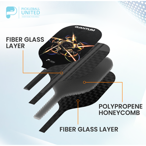 Pala de Pickleball United Quantum, Pala de Entrenamiento de Fibra de Carbono 18k, Logotipo Impreso, Material de Núcleo de Panal de Abeja T700 3K PP, Aprobada - Product Image 6