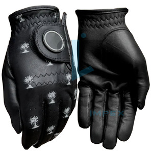 Nouvelle fabrication Cabretta cuir noir sublimé Cabretta gants de golf en cuir avec échantillonnage personnalisé gants de golf en cuir chaud - Product Image 6