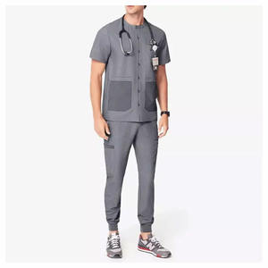 Men Stretch Hospital <b>Scrubs</b> Uniform Sets Unisex Jogging Staff <b>Scrubs</b> <b>Tops</b> Uniform Sets - Product Image 1