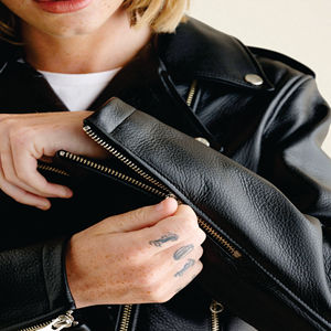 100% cuero genuino clásico Ajuste completamente forrado Moto chaqueta navegador con mangas transpirables con cremallera - Product Image 4