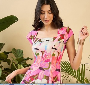 Fait à la main indien été Boho robe de soirée élégant Floral bloc imprimé court 100% coton naturel taille translucide-en vente - Product Image 3