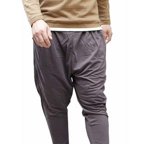 Pantalon de jogging décontracté pour homme, taille plus, uni, en polyester, pour l'hiver, jambe large, entrejambe tombant, taille élastique, respirant - Product Image 1