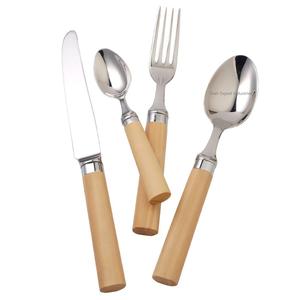 Ensemble de couverts en métal de style vintage avec manche rond en bois fini argent pour la maison et le mariage - Product Image 2