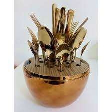 Abordable Brass Royal Comestible 24pcs Couverts Sets Dernier acier inoxydable avec emballage Boîte cadeau Ustensiles de cuisine - Product Image 3