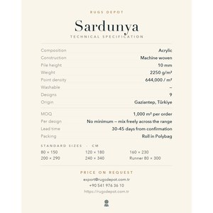 พรมอะคริลิคขายส่ง SARDUNYA SR006 สีเทา พรมตุรกีผลิตด้วยเครื่องจักร สำหรับห้องนั่งเล่น โครงการโรงแรม - Product Image 4
