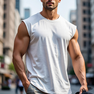 Muscle Fitness Boxy Gilet Top Hommes Gym Crew Neck Bodybuilding Cut Shoulder Vest Hommes Workout Boxy Vest Mens - Product Image 3