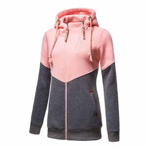 Sudadera con Capucha de Invierno para Mujer de Alta Calidad, Estampada, con Cremallera, Color Sólido, Bloques de Color, Encaje, Transpirable, Talla Grande, Logotipo Personalizado, Felpa, Informal - Product Image 2