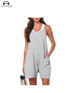 Mono de Yoga calado en la espalda para mujer, mono suave de entrenamiento para gimnasio para mujer, mono deportivo de manga corta, Tops de verano, traje de Yoga de una pieza OEM - Product Image 2