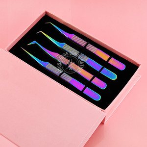 Pince à cils professionnelle en acier inoxydable de qualité supérieure, à pointe en fibre arc-en-ciel, pour extensions de cils, volume et cils individuels - Product Image 4