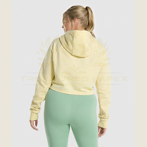Sudadera corta pulóver personalizada fabricante de sudadera Lisa Sudadera con capucha de mujer recortada personalizada en blanco al por mayor - Product Image 5