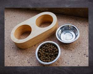 Factory Wholesale Multicolor Ceramic Pet Cat <b>Dog</b> Water <b>Food</b> Bowl With Bamboo <b>Stand</b> - Product Image 2