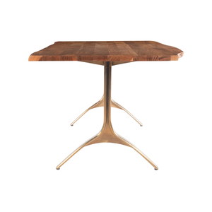 Table de salle à manger de style Yoho industrielle en acacia avec plateau en bois brut et pieds en métal doré, style nordique, pour salle à manger, cuisine, bureau, restaurant - Product Image 4