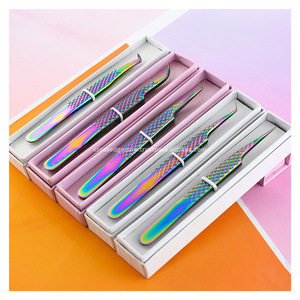 New lash extension tweezers curved tweezers 45 90 Degree Eyelash Extensions Tweezers Fiber Grip Volume Lashes isolation <b>tool</b> - Product Image 1