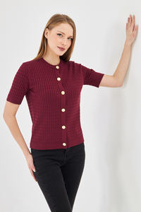 Cárdigan Elegante de Manga Corta para Mujer, Cómodo, Transpirable, de Punto Acanalado, Corte Ajustado, con Botones, Top de Punto para Verano, Estilo Moderno para Damas - Product Image 6