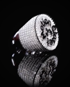 <b>Iced</b> Out Round Shape Custom Letter 925 Sterling Silver VVS Moissanite Diamond Hip Hop Statement <b>Ring</b> For Unisex Wear - Product Image 2