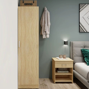 Modern Design 1-Door Bedroom <b>Wooden</b> Chipboard Wardrobe Malaysia-Made OAK MDF Small Hanging Space Home Clothes Storage Cabinet - Product Image 1