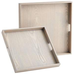 Plateau de service rectangulaire en bois de conception de cuisine Finition naturelle Taille standard pour la maison et le mariage Plateau de service fait à la main - Product Image 2