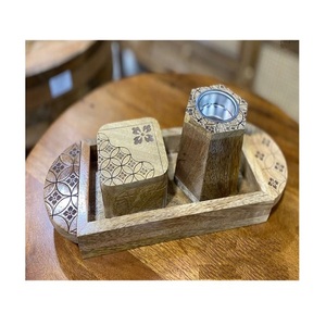 Juego de 3 Quemador de incienso de madera y fregona Diseñador Forma cuadrada Quemador Oud Mabkhar para uso en bodas y fiestas - Product Image 6