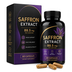 Private Label <strong>Saffron</strong> Extract 88.5mg Mood Balance Capsules L-Theanine Zinc Complex for Stress Relief OEM ODM Manufacturer - Product Image 1