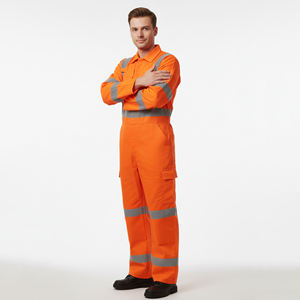 Custom Made OEM <b>Service</b> Reflective Safety Workwear Coveralls ANSI Class 1 LED Flash High Visibility 100% cotton men's coverall - Product Image 1