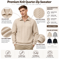 Pull à col roulé en laine torsadée pour homme FNJIA, demi-zip, manches longues, pour le bureau, fabrication sur mesure, marque privée