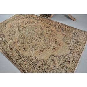 Antiguo Beige marrón 5,6X9,3 pies de lana Vintage alfombra turca Patchwork tejido plano para adolescentes Decoración Para sala de estar con respaldo de látex - Product Image 4