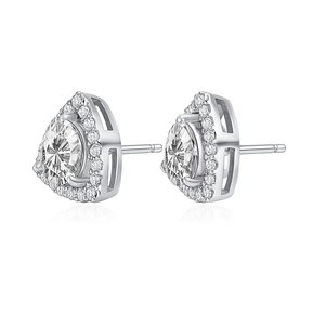 Pendientes de Plata de Ley con Halo Redondo de Circonita Blanca, Chapados en Rodio, para Niños, Regalo Romántico para Compromiso, Aniversario, Boda o Fiesta - Product Image 2