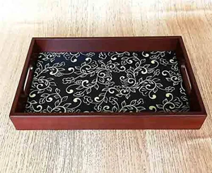 Plateau de service décoratif en bois imprimé à la main - Product Image 3