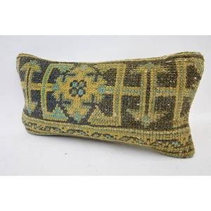 Multicolor Wool Kantha Patchwork <b>Decorative</b> <b>Pillow</b> 8x16 Inch Woven with Vintage Pattern - Product Image 3