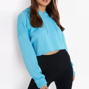 Femmes lâche goutte épaule surdimensionné à capuche en plein air hauts courts course coupe-vent chaud haut exercice fitness yoga Hoodies chandails - Product Image 2