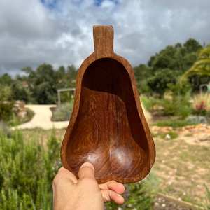Cuencos de madera con forma de fruta vintage, cuenco de piña y pera - Product Image 3