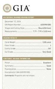 B2B เก็บสายสำหรับ Gia ได้รับการรับรองว่าเป็นเม็ดเพชรกลมสีขาวบริสุทธิ์2.00 CT J Color FL flow ความบริสุทธิ์ผ่านการเจียระไนมาแล้ว - Product Image 3