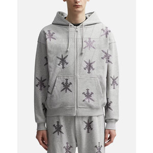 Suministro directo de fábrica Ropa de invierno para hombres Transpirable Ligero 100% Algodón Rhinestone Chándales Cuello con capucha Precio al por mayor - Product Image 2