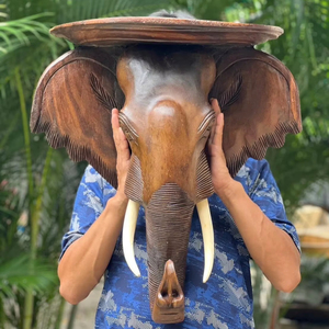 Tête d'éléphant en bois sculptée à la main, décoration murale artisanale de haute qualité, sculpture de tête d'éléphant en bois sculptée à la main - Product Image 1