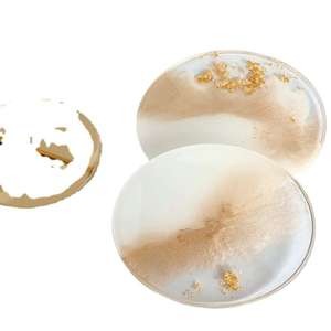 Juego de posavasos de resina único con alfombrillas epoxi pastel en capas brillantes hechas a mano para una elegante mesa de comedor, barra de café y regalos - Product Image 1