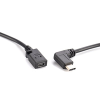 Cable USB tipo C macho a mini USB hembra de 90 grados, adaptador para MacBook Pro, computadora portátil, dispositivos Android