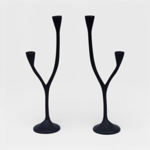Modern <b>Black</b> Metal Candle <b>Holders</b> With Classic Shape For Elegant Table And Home Decoration - Product Image 2
