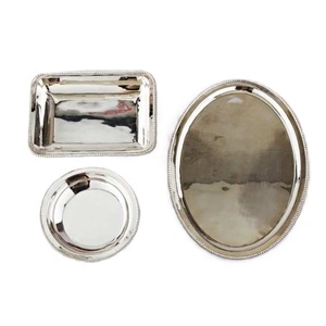 Top vente Vintage élégant réutilisable métal acier inoxydable argent Restaurant rond plateau de service taille personnalisée forme couleur - Product Image 3