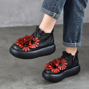 รองเท้าบูทมอเตอร์ไซค์ผู้หญิงแบบมีซิปด้านนอก รองเท้าบูทไบค์เกอร์ผู้หญิงแบบซิปโชว์ รองเท้าบูทเชลซีผู้หญิงแบบมีแถบยางยืด - Product Image 2