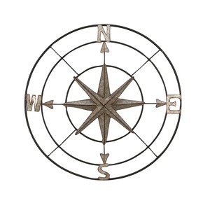 Boussole en métal à suspendre au mur, idéale pour les passionnés de voyage, les amateurs d'aventure et la décoration de bureau, en provenance d'Inde - Product Image 1