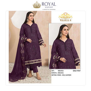 Distributeur en vrac vendant un nouveau designer traditionnel en organza lourd avec broderie travail Salwar costume pour les femmes - Product Image 2