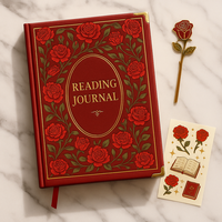 Journal de lecture floral rouge LABON A5, carnet de lecture, liste de souhaits, journal de lecture imprimé, agendas, journal de lecture pour les amoureux des livres