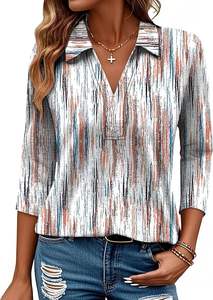 Chemise de bureau professionnelle de haute qualité pour femmes, à manches longues, col en V, coupe ample, personnalisation OEM disponible - Product Image 5