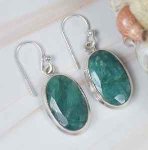Best Quality Gemstone <b>Earrings</b> Silver Dangle <b>Earrings</b> for Women Emerald Gemstone <b>Earrings</b> 925 Solid Sterling Silver Jewelry - Product Image 4